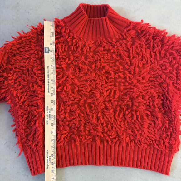 Maeve by Anthropologie Callahan Mock-Neck Loop-Stitch Sweater Red - Picture 6 of 9